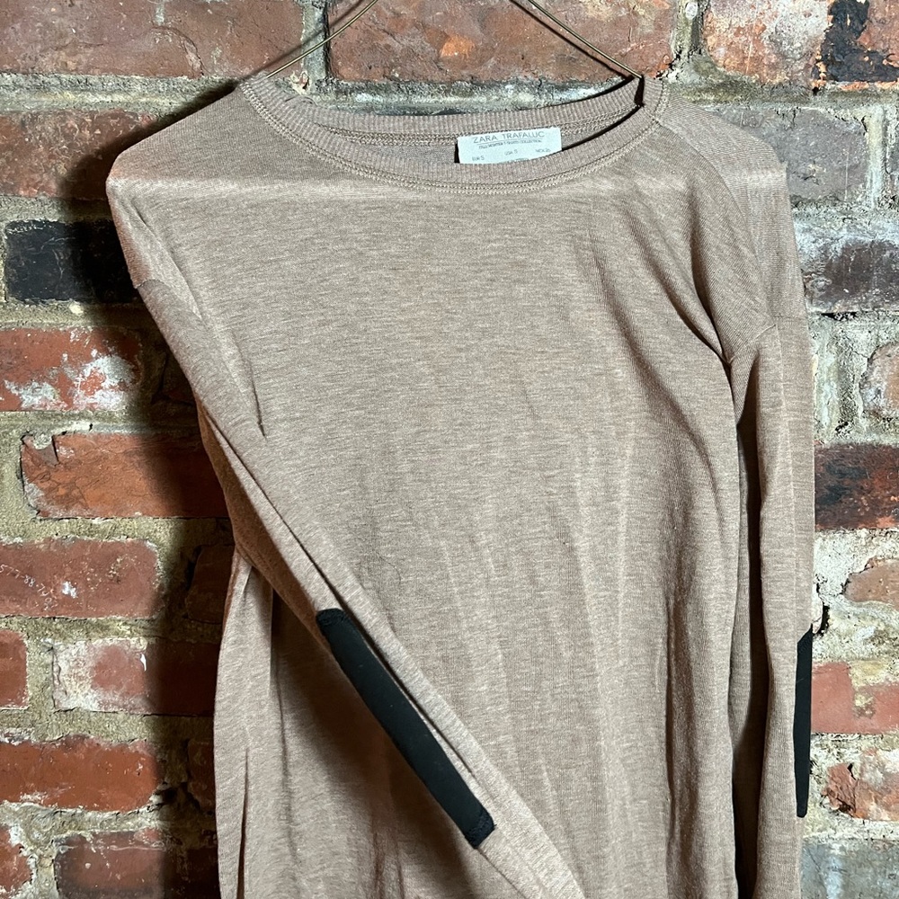 Brown Zara top with black elbow patch
